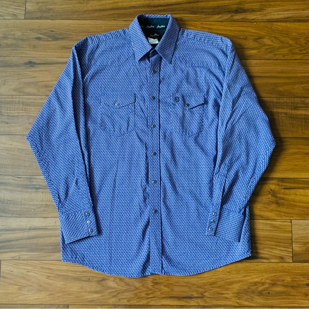 VTG Wrangler George Strait Troubadour Mens Purple Western Long Sleeve Size L
